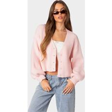 Pink Cardigans Edikted Women's Sabrina Chunky Knit Cropped Cardigan Light-pink Light-pink