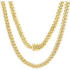 Nuragold Miami Cuban Link Chain Pendant Necklace - Gold