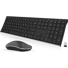 Keyboards Etech Arteck 2.4G Wireless Mouse Combo Steel Ultra Slim Ergonomic Mice for PC.