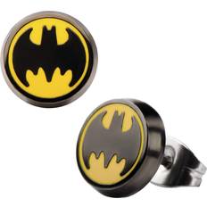 Unisex Earrings DC Comics Batman Stainless Steel Enamel Logo Round Stud Earrings