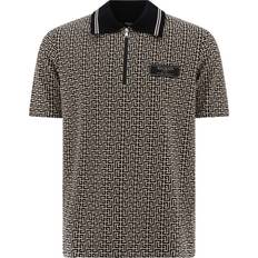 Balmain Man Polo's Balmain Poloshirt Met Monogram-Jacquard - Zwart