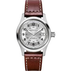 Hamilton H70455553 Khaki Field Silverfärgad/Läder Ø38 mm