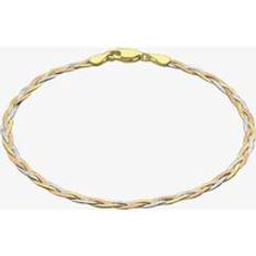 Men - Pink Bracelets T.H.Baker 9ct Tri-Colour 19cm Diamond-Cut Herringbone Bracelet 3.26.2182 Three Colour