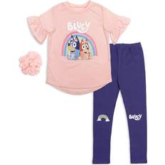 Children's Clothing Bluey Bluey and Bingo Little Girls Piece Outfit Set: T-Shirt Legging Scrunchy Pink