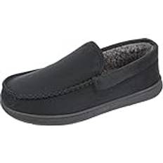 Slippers & Sandals Dockers Men's Moccasin Slipper, Memory Foam, DOUGLAS Ultra-Light Slipper, Odor Control, Indoor/Outdoor, Black