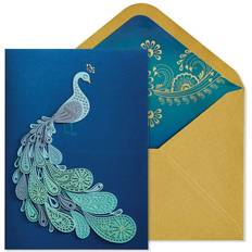 Azul Tarjetas & Invitaciones Peacock Laser Birthday Card