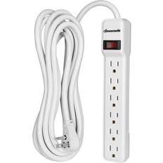 Dewenwils 6-Outlet Power Strip Surge Protector, 15ft. Extra Long Cord, 500 Joules, Flat Plug, White