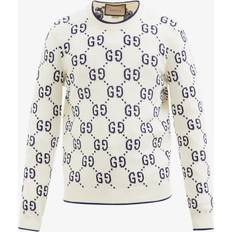 Gucci Sweatere Gucci Logo Jacquard Cotton Sweater - Neutrals