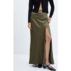 Mango Skjørt Mango Soft Maxi Satin Skirt, Green