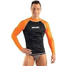 Swim & Water Sports Seac Men's T-Sun Long Schützendes Rash Guard-Tauchshirt zum Schnorcheln und Schwimmen mit Sonnenschutz, schwarz/orangefarbe