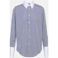 Dame - Polo Skjorter Polo Ralph Lauren Extended-Cuff Striped Cotton Shirt - Blue