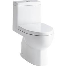 Kohler K-3983-S Reach 1.28 GPF One-Piece Elongated Toilet with Quiet Close Seat White Fixture Toilet One-Piece Elongated White