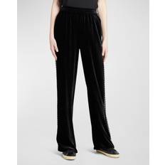 Velluto Pantaloni GOLDEN GOOSE Pantalone Jogging Nero Con Ricami Bianchi Donna