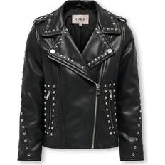 Svarte Jakker Kids Only Black Sia Studded Faux Lær Biker Jakke-158