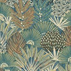 Wallpapers Grandeco Boutique Collection Mael Modern Jungle Botanical Wallpaper Blue Green