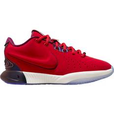 Suede Basketball Shoes Children's Shoes Nike LeBron 21 James Theater GS - Track Red/Ivory/Bordeaux/Blue Joy
