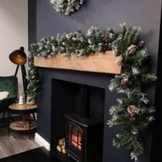 2.7m Green Mixed Needle Christmas Garland with Pine Cones Red Berries