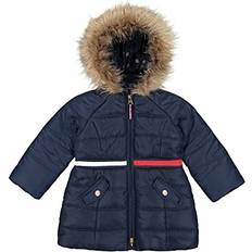 Tommy Hilfiger Outerwear Children's Clothing Tommy Hilfiger Baby Girls Longline Puffer With Hood Navy Blazer Navy Blazer