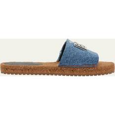 Dolce & Gabbana Espadrilles Dolce & Gabbana DG Medallion Denim Flat Espadrille Sandals BLUE 5B