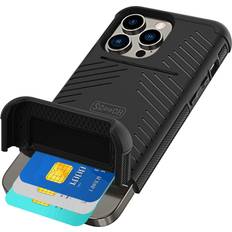 Wallet Cases Scooch iPhone 14 Pro Max Case with Card Holder [Wingmate] iPhone 14 Pro Max Wallet Case with Hidden Card Slot and $100 Device Coverage, Holds Up to 4 Cards, Military Grade Drop Protection Black