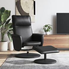 Noir Fauteuils vidaXL Inclinable Avec Repose-Pied Noir Similicuir Fauteuil