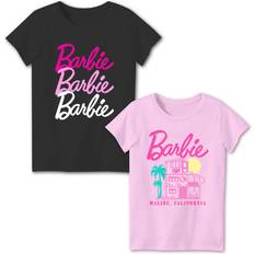 Children's Clothing Barbie Barbie Malibu Dreamhouse Girls 2-Pack Short Sleeve T-Shirt Bundle Set for Kids Size 14-16, Black/Pink