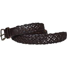 Womens/Ladies Plait Leather Belt Chocolate