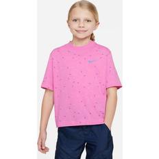 Nike Sportswear Girls Cotton Swoosh-Print T-shirt Pink Pink