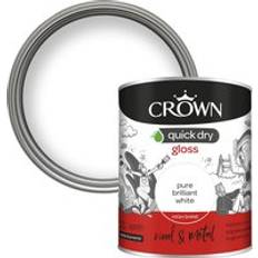 Crown White Paint Crown and Quick Dry Gloss Pure Metal Paint, Wood Paint White 0.75L