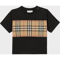 Checkered T-shirts Burberry Kids Checked cotton T-shirt black