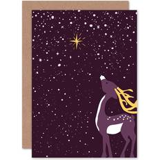 Brown Cards & Invitations ARTERY8 Wee Blue Coo Star Of Bethlehem Reindeer Christmas Greeting Card