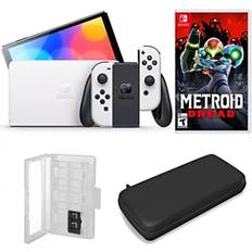 Game Consoles Nintendo Switch Oled in White with Metroid Dread Game and Accessories Kit Open White