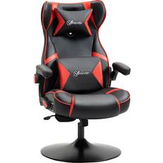 Vinsetto Gamingstolar Vinsetto Gamingstol Med Inbyggd Högtalare Rundbas Läder Röd Svart