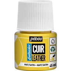 Pebeo Akrylfärger Pebeo Cuir Leather 45 ml läderfärg, färgar även PU läder – Gul, matt satin-finish