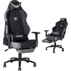 Gaming Chairs Fuqido Big and Tall Gaming Chair with Footrest 350lbs-Racing Computer Gamer Chair, Ergonomic High Back PC Chair with Wide Seat, Reclining Back, 3D Armrest for Adult-Black/Grey