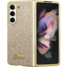 Mobile Phone Accessories Guess Glitter Flakes Case für F946B Samsung Galaxy Z Fold5 gold Galaxy Z Fold 5 Smartphone Hülle, Gold