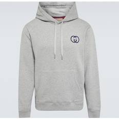 Gucci Sweatere Gucci Logo Appliquéd Stretch Cotton Jersey Hoodie - Gray