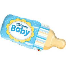 Babies Latex Balloons Qualatex 39" Welcome Baby Bottle Blue Foil Balloon
