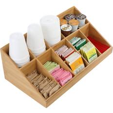 Mind Reader 11 Compartment Coffee Condiment Organizer, Brown Bamboo