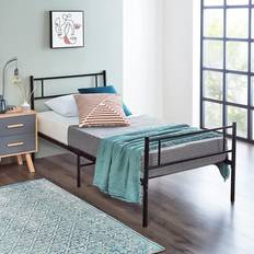 Beds & Mattresses Home Treats Single Metal Bed Frame In With Straight Headboard 95x190cm