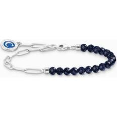 L Bracelets Thomas Sabo Silver Member charm bracelet with imitation sandstone beads and coin dark-blue A2129-007-32-L17V