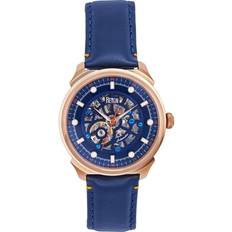 Reign Weston Automatic Skeletonized Leather-Band Blue One Size
