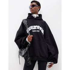 Balenciaga Unisex Jumpers Balenciaga Back Flip Round Oversized Hoodie Black Black