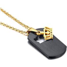 Rustfritt stål Halskjeder Northix Black and Gold Necklace with Queen's Crown