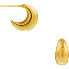 Tapered Domed Hoop Earrings - Gold