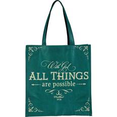 Sacs en tissu Christian Art Gifts Christian Art Gifts Reusable Fashion Shopping Tote Bag for Women: With God All Things are Possible Matthew 19:26 Inspirational Bible Verse Durable Handbag for Groceries, Books, Supplies, Green