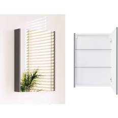 Impact Grey Bathroom Mirror Cabinet Slimline Mirrored Unit 500 Slim