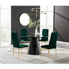 Samt Tischgruppen Box Palma Black High Gloss Dining Set