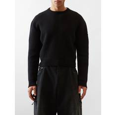 Balenciaga Men Jumpers Balenciaga Logo-patch Wool-blend Sweater Mens Black