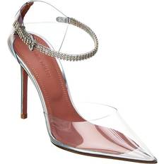 Amina Muaddi Vinyl & Leather Pump Silver